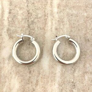 925 Sterling Silver Small Huggie Earrings Huggie Hoops Thick Wide Silver Hoops